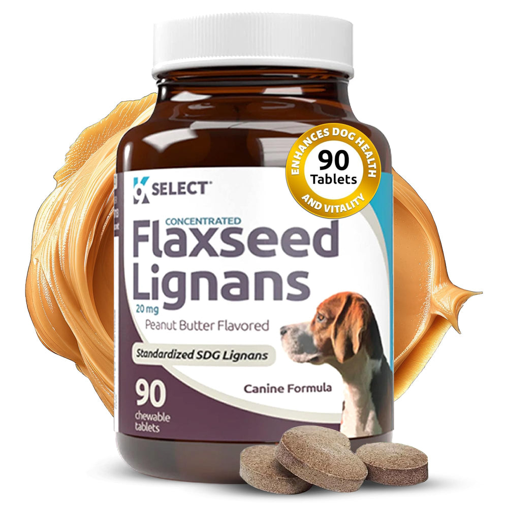 K9 Select flaxseed lignans tablet close-up highlighting SDG content for daily health support