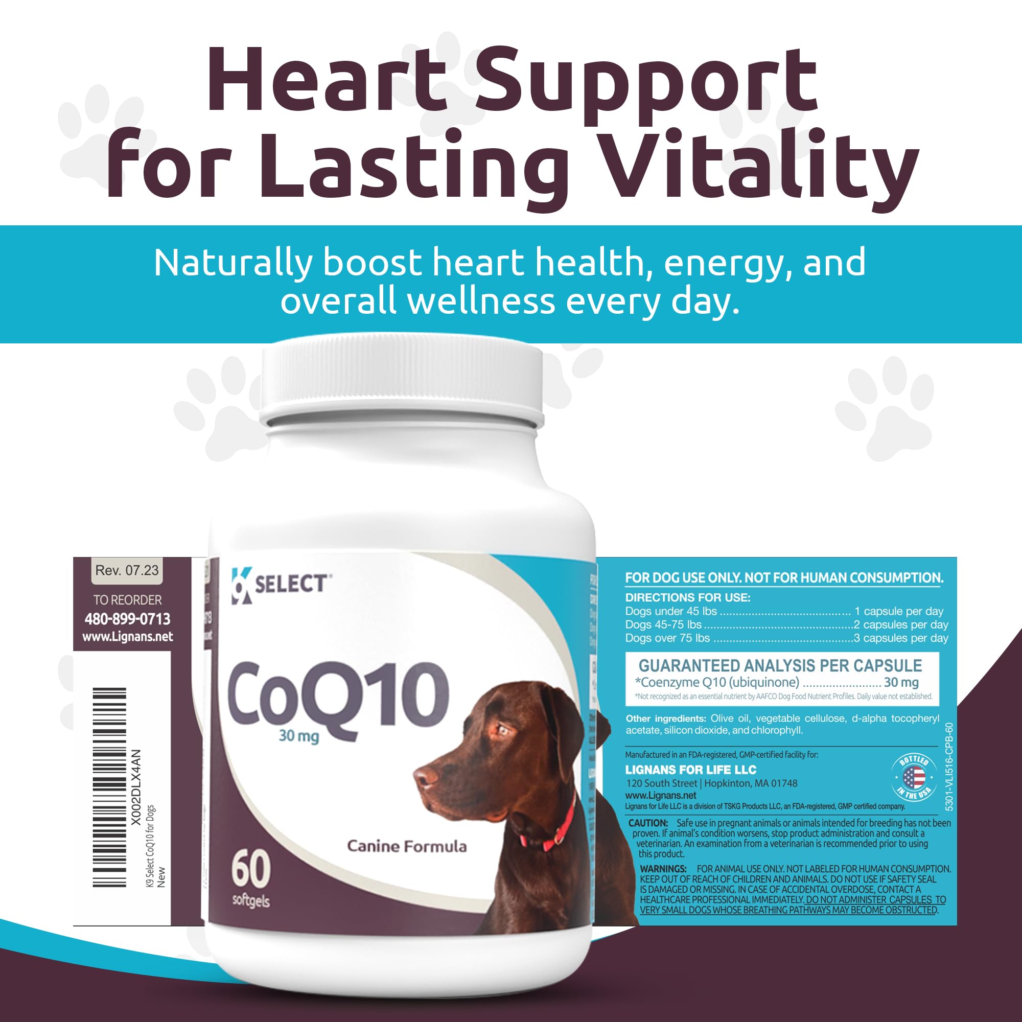 K9 Select CoQ10 highlights dog gums and heart health potential visually.