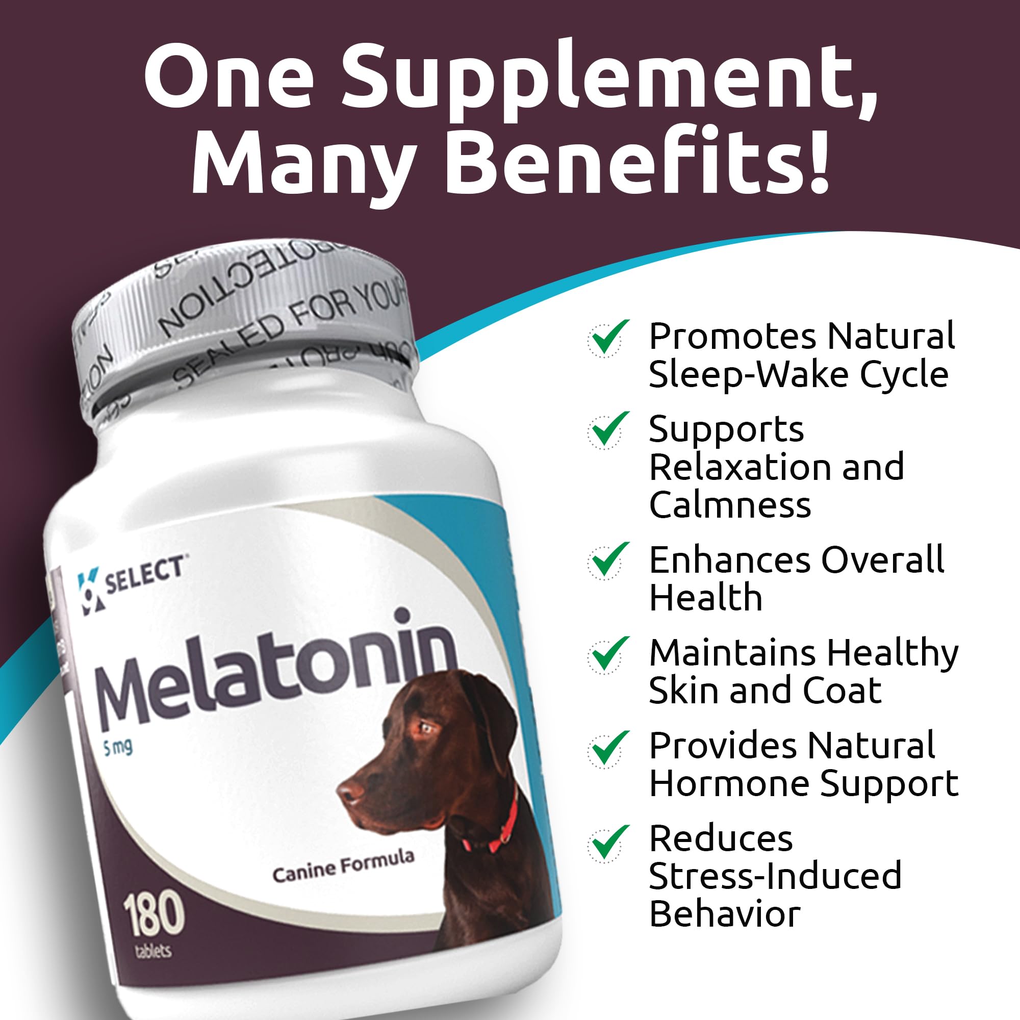 K9 Select daily-use wellness image emphasizes hormone balance and coat vitality