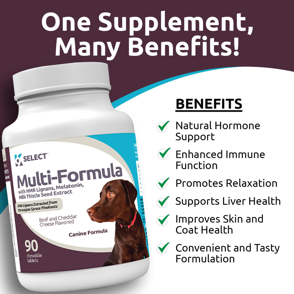 K9 Select large-dog vitamins packaging emphasizes immune and vitality.