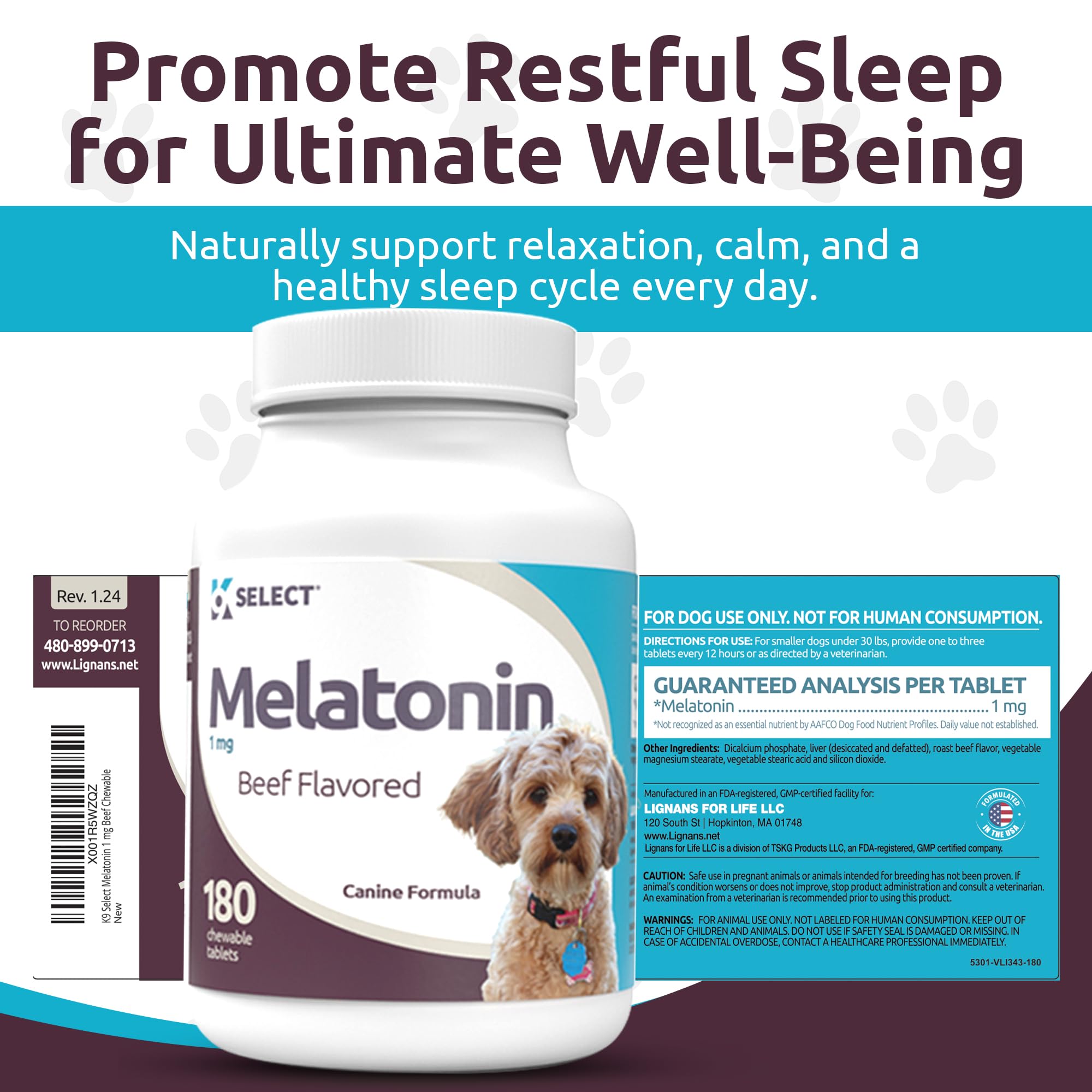 Dog remains calm during thunder with K9 Select melatonin.
