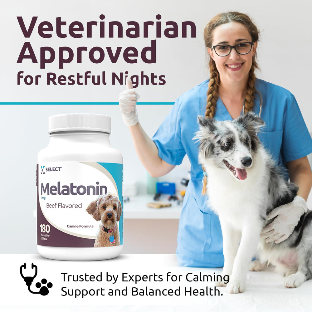 K9 Select melatonin helps behavior balance during travel.