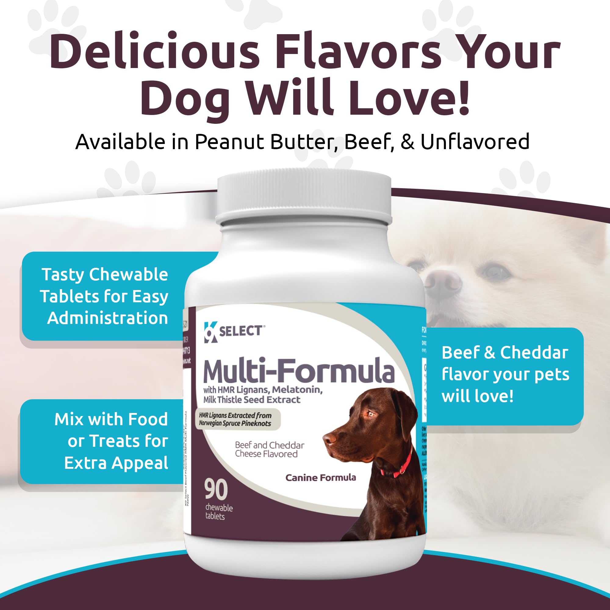 K9 Select milk thistle dog supplement large-breed bottle.