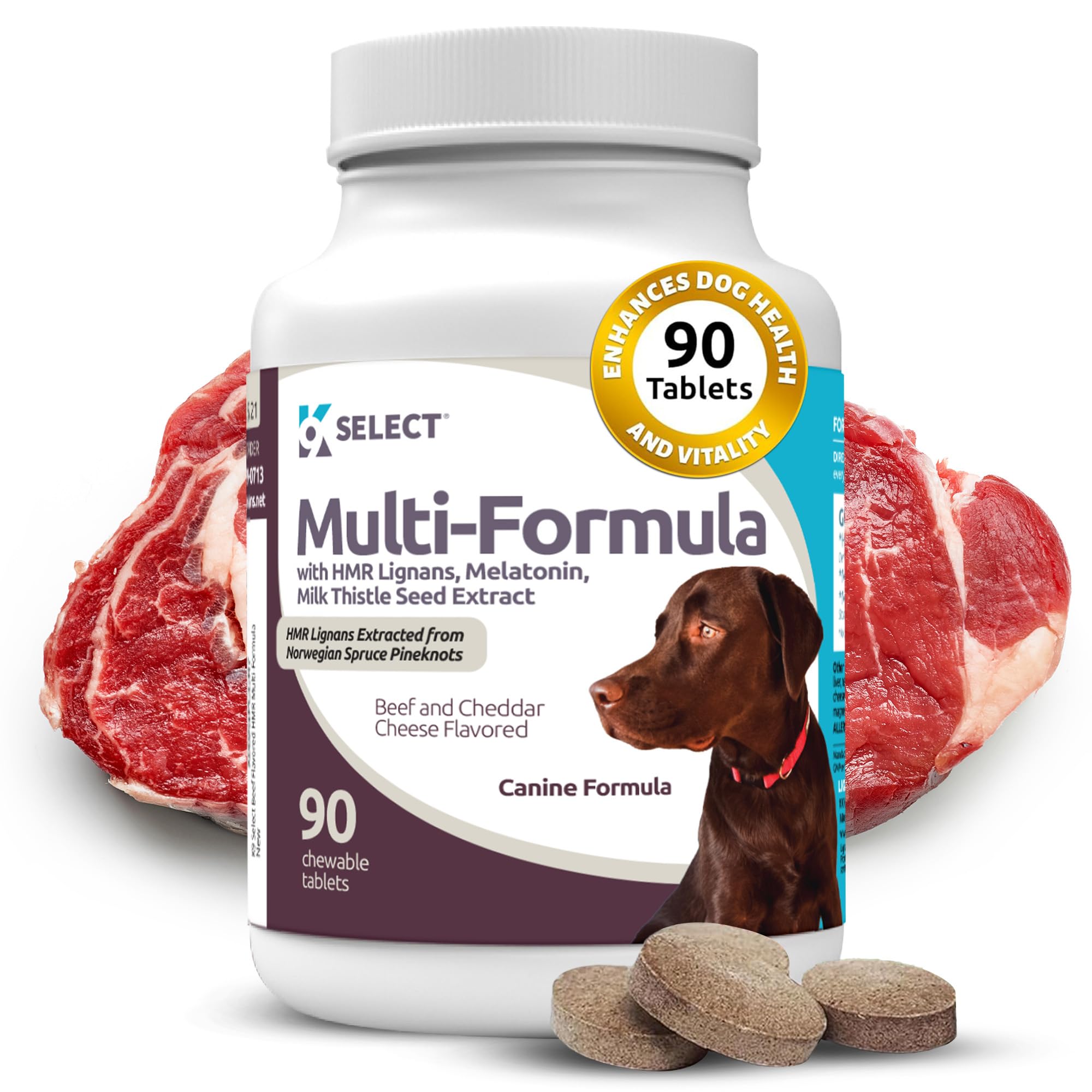 K9 Select multi-formula for large dogs beef-cheddar chews shown for daily vitality.
