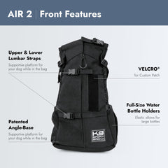 K9 Sport Sack Air 2 medium Jet Black with macro-mesh sides for airflow.