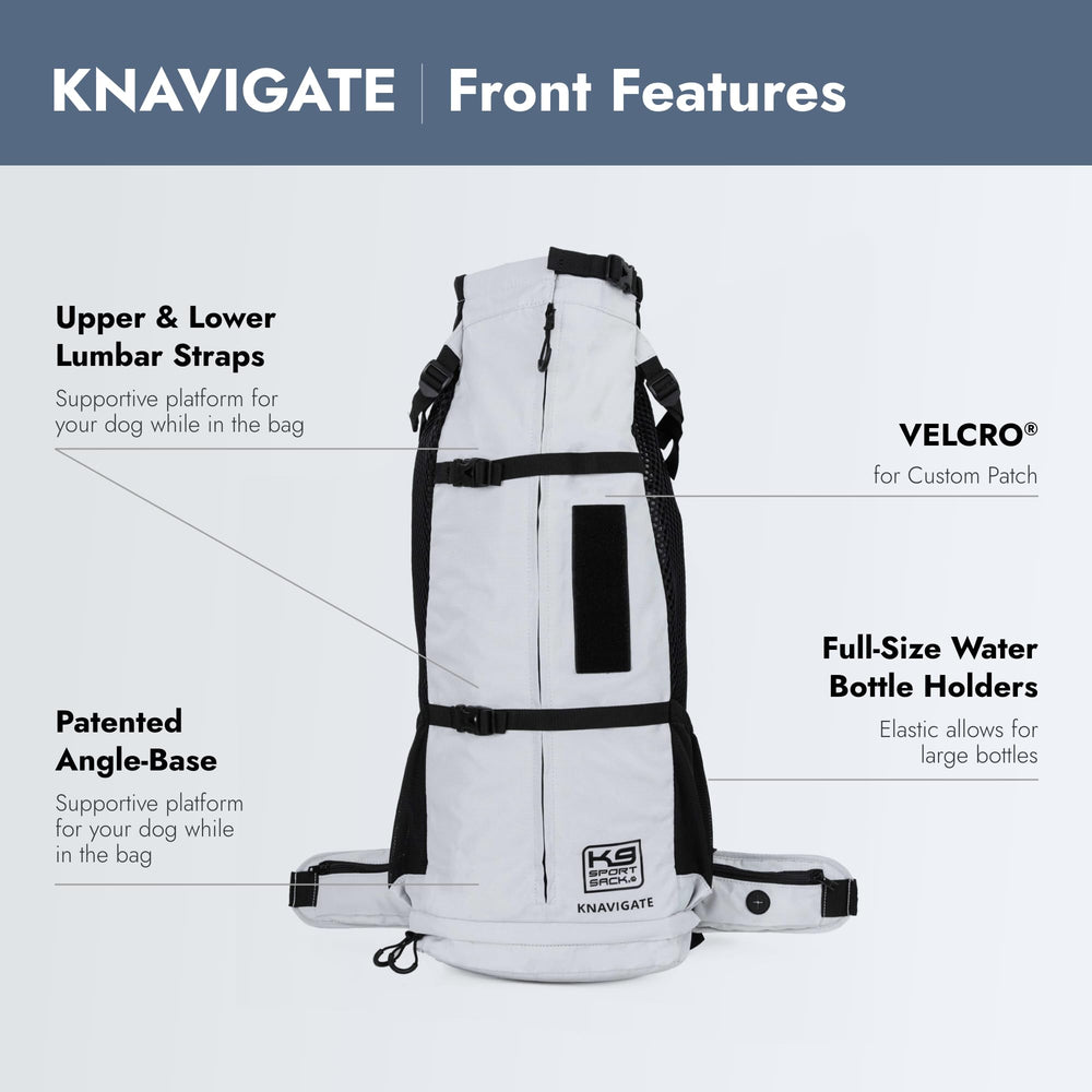 K9 Sport Sack Knavigate X-Large Lunar Rock, dog comfy position for free front legs during ride.
