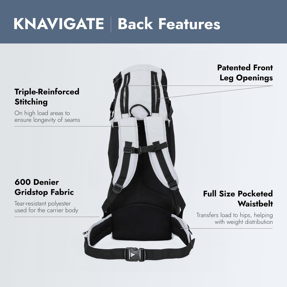 K9 Sport Sack Knavigate X-Large Lunar Rock, metal back frame supports both dog and wearer.