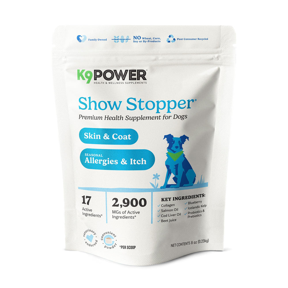 K9Power Show Stopper bottle pour for easy dosing and coat care.