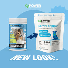 K9Power Show Stopper enhances dog's glossy coat and healthy skin daily.