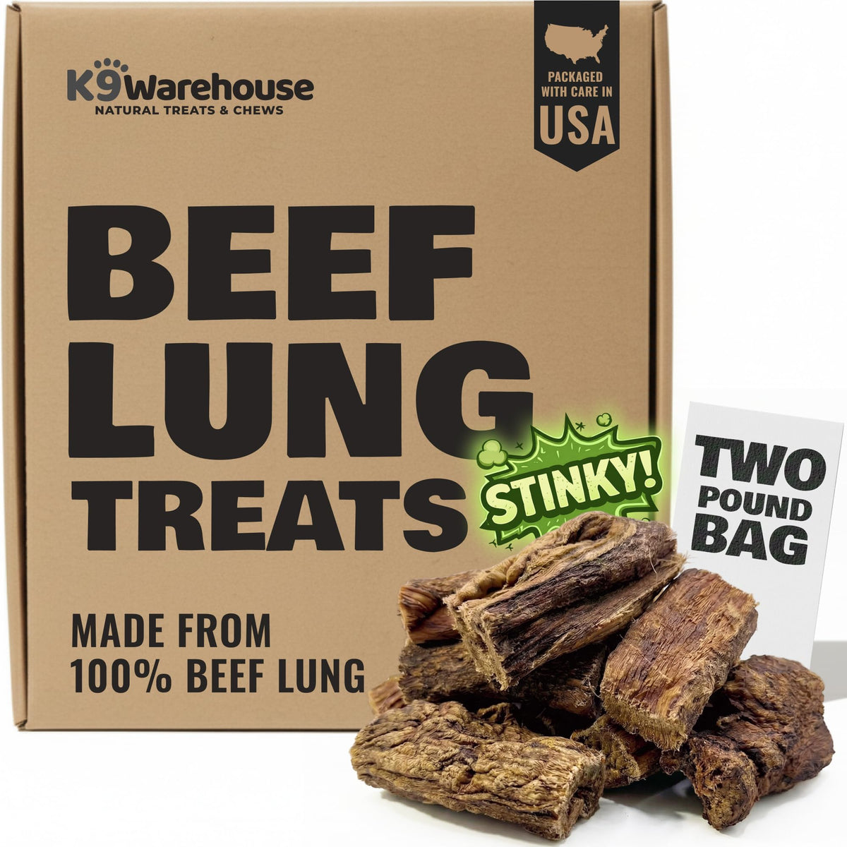 K9warehouse beef lung treats crispy bites ideal for training rewards.