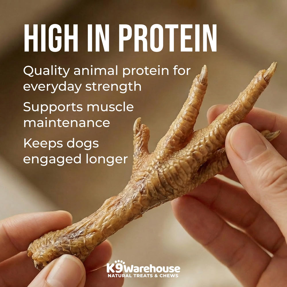 K9warehouse chicken feet bag open — convenient resealable packaging