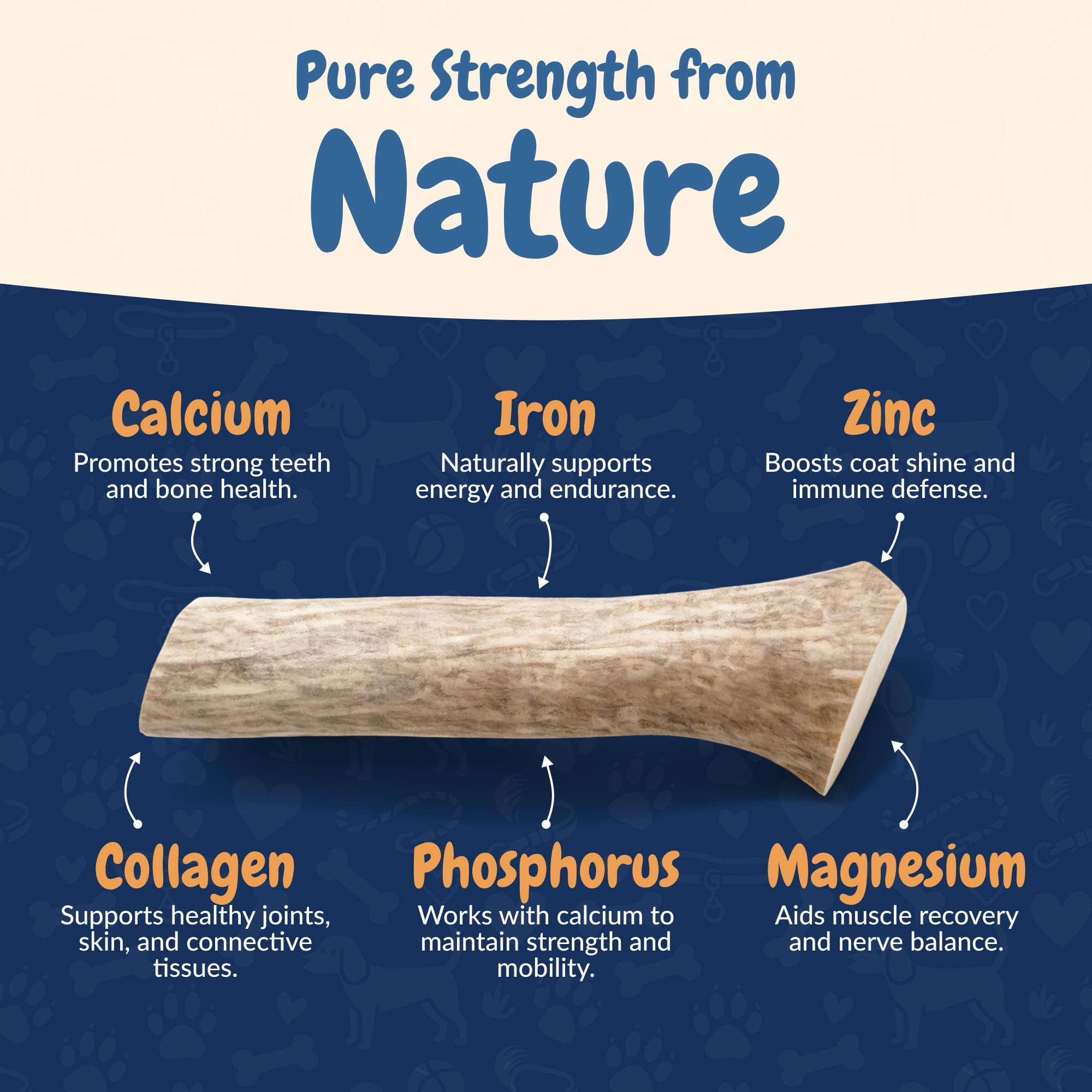 K9warehouse mixed elk antlers visual5 ready-to-chew design for aggressive chewers