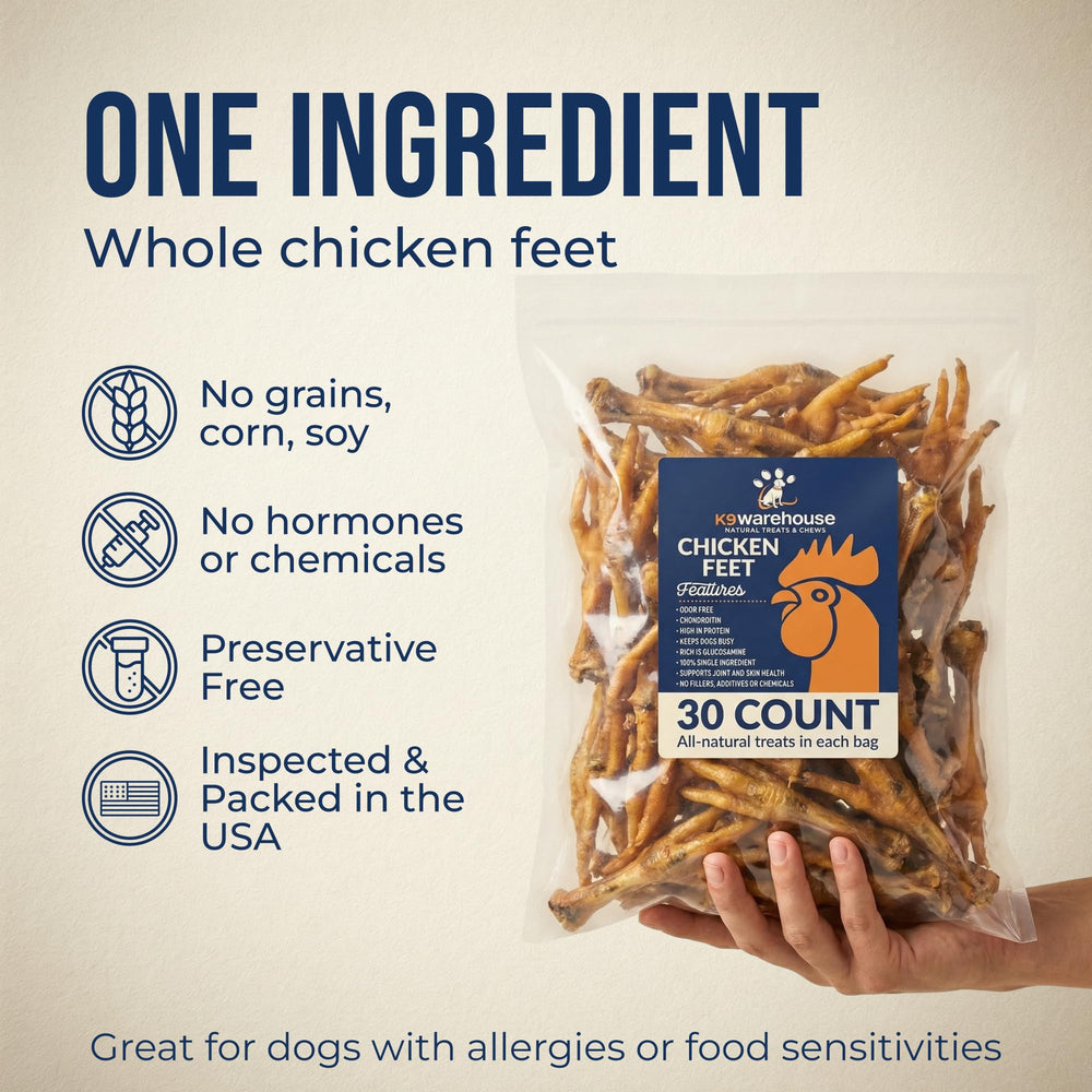 K9warehouse whole chicken feet — versatile treat for all sizes
