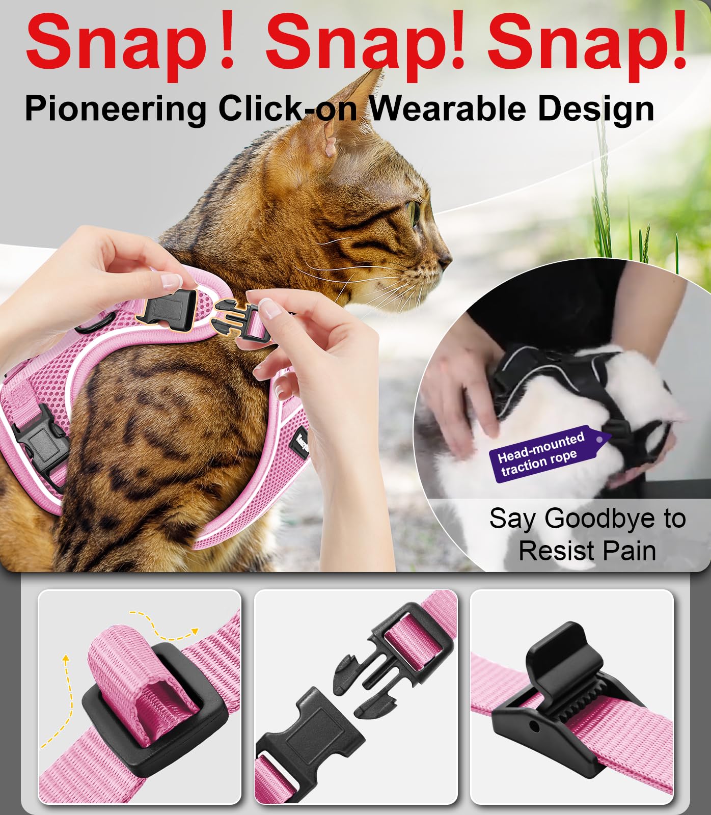 Kaazylab breathable air mesh keeps cats cool during walks.