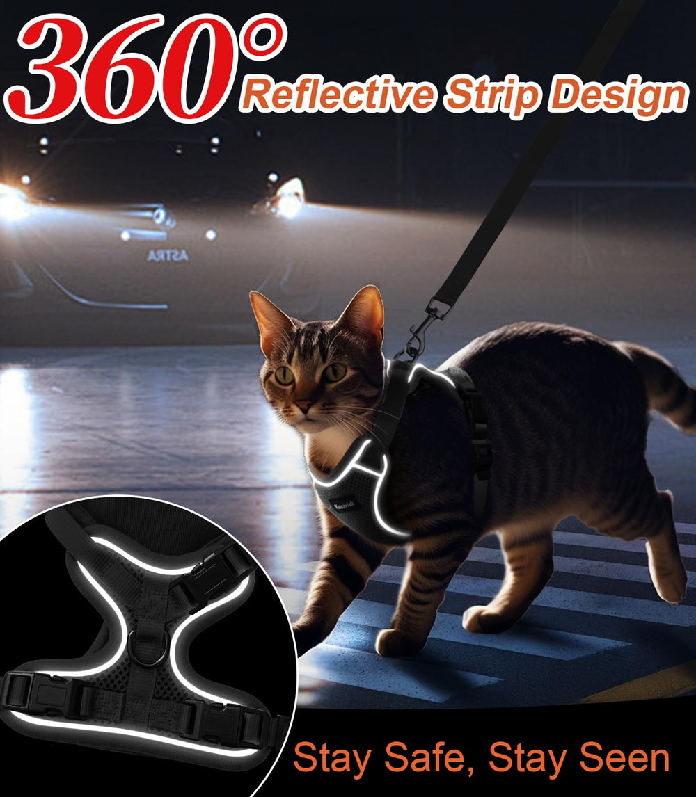 Kaazylab cat harness quick-clip setup for easy on and off.