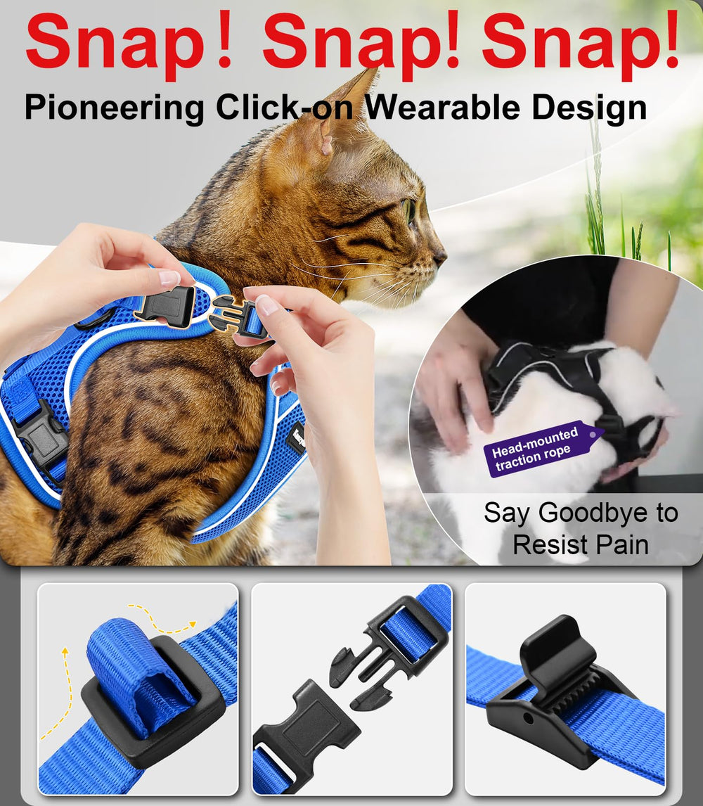 Kaazylab cat harness soft padding reduces neck strain during outings.