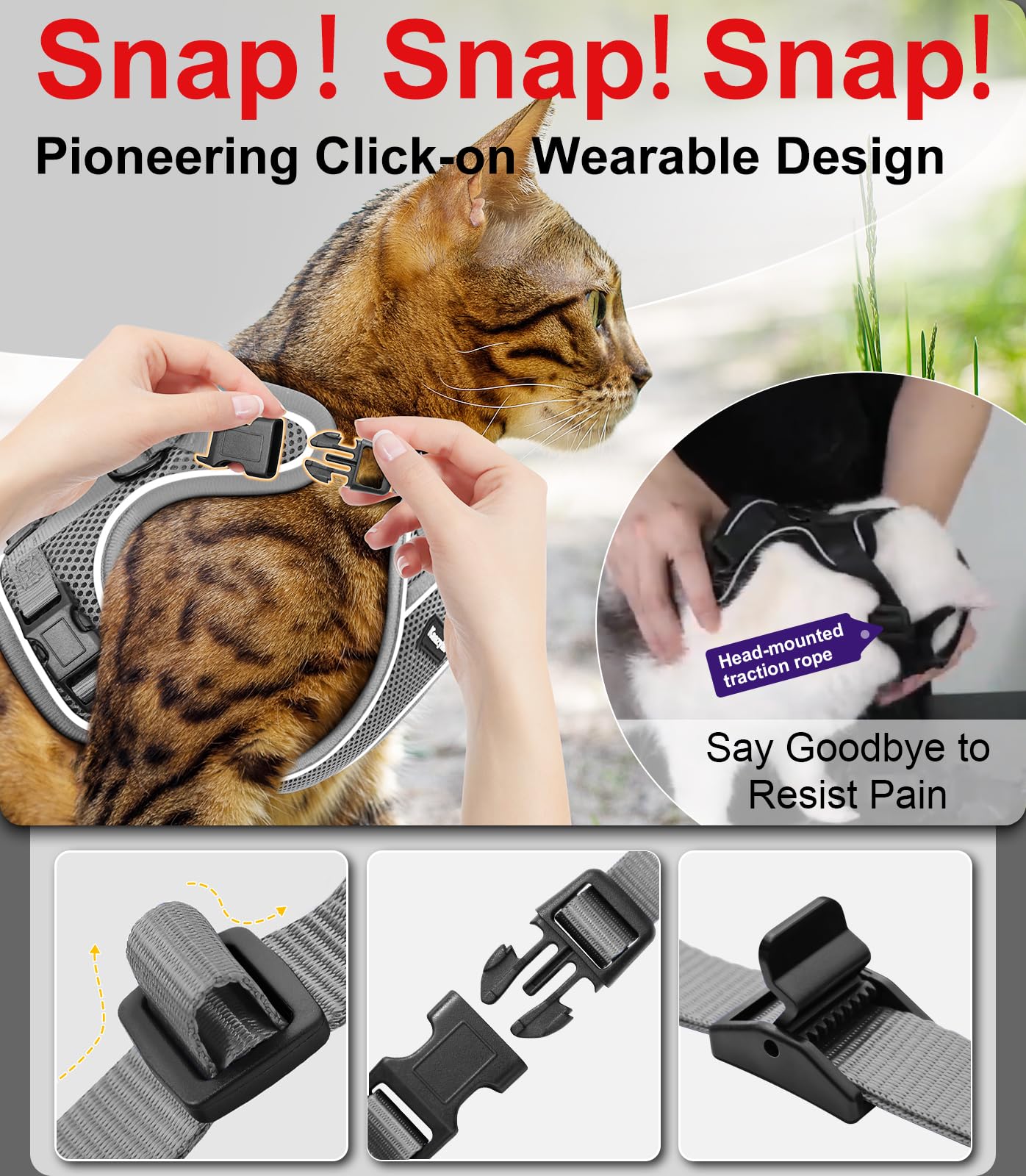 Kaazylab cat harness soft padding reduces neck strain during daily strolls.