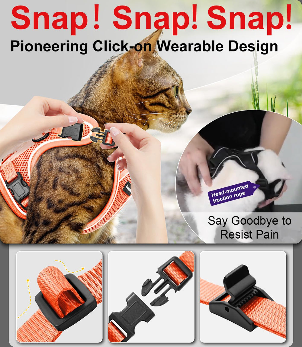 Kaazylab cat harness soft padding reduces neck strain.