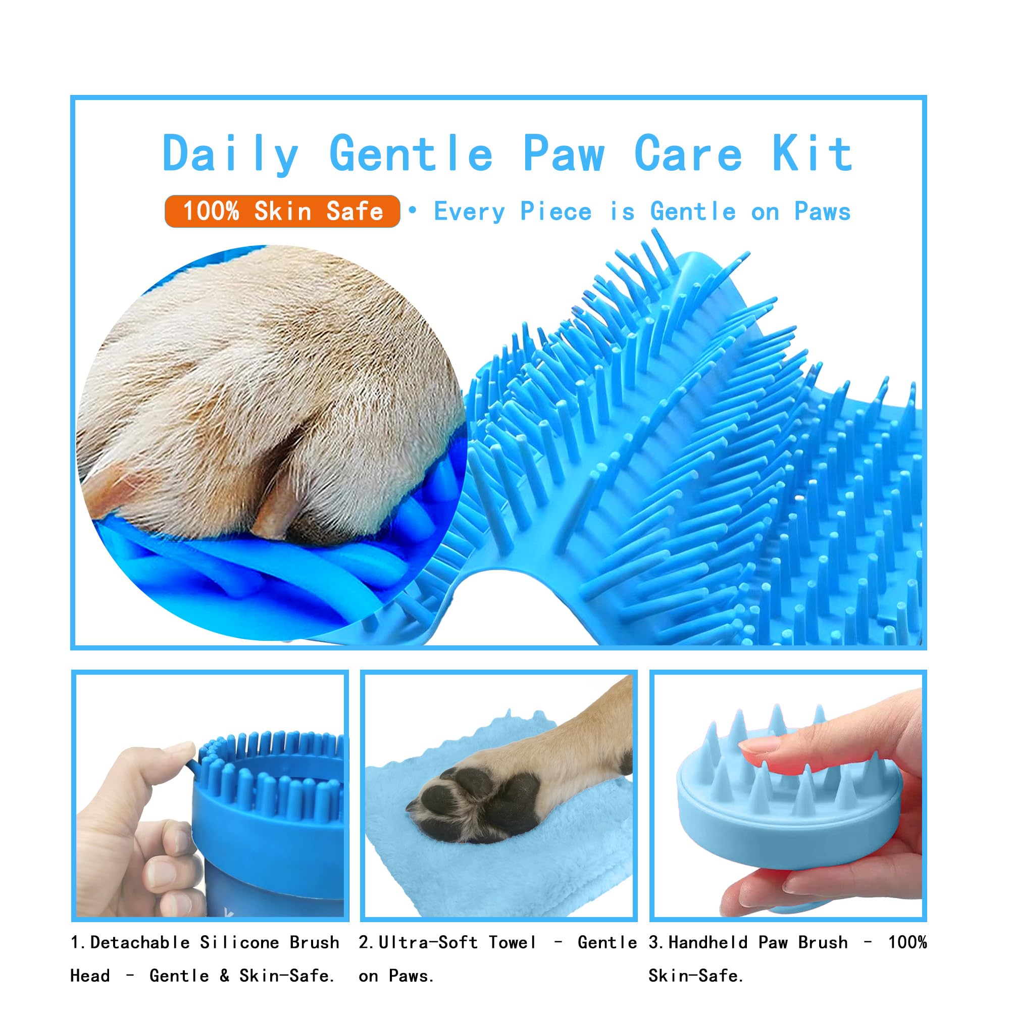 Kabetig detachable silicone brush head highlights easy switch to full-body grooming.