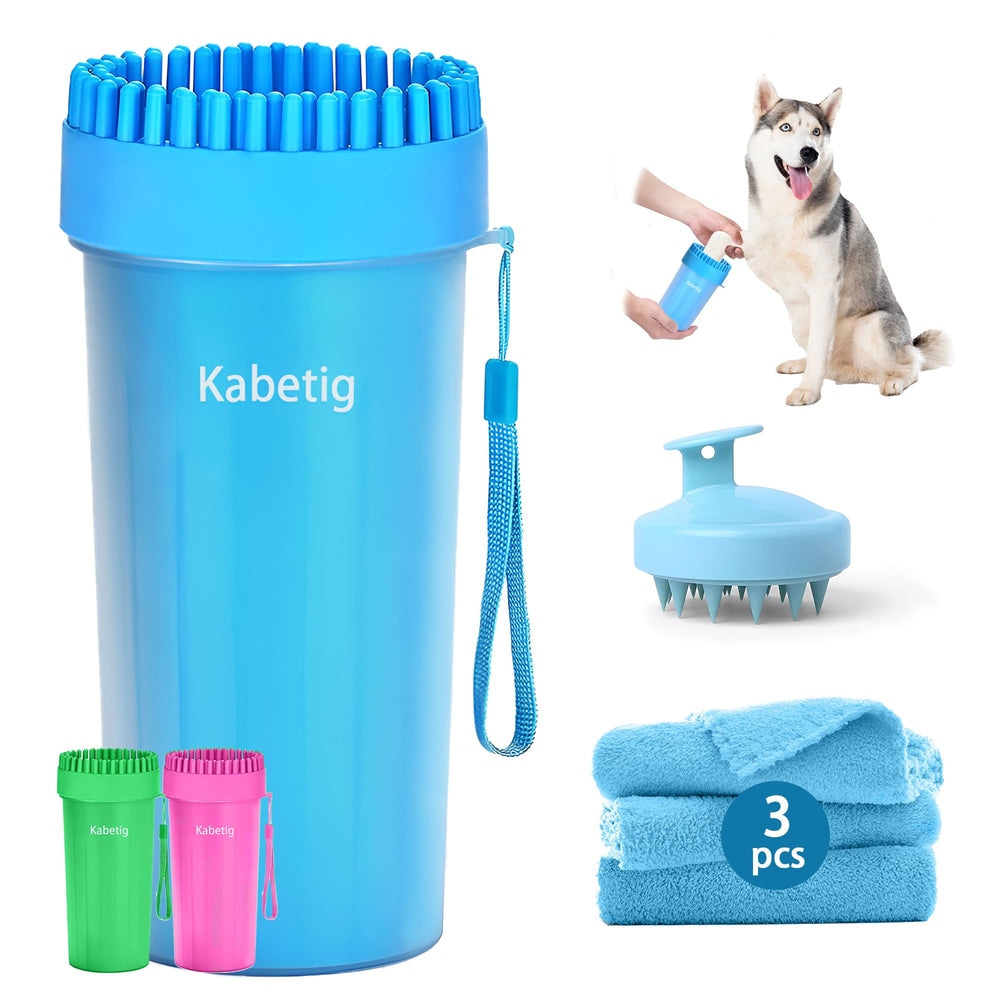 Kabetig dog paw cleaner kit blue main image shows quick clean for muddy paws.
