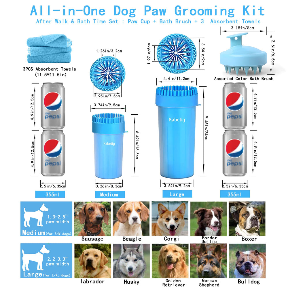 Kabetig paw cleaner cup in action removing dirt with water before a full bath.