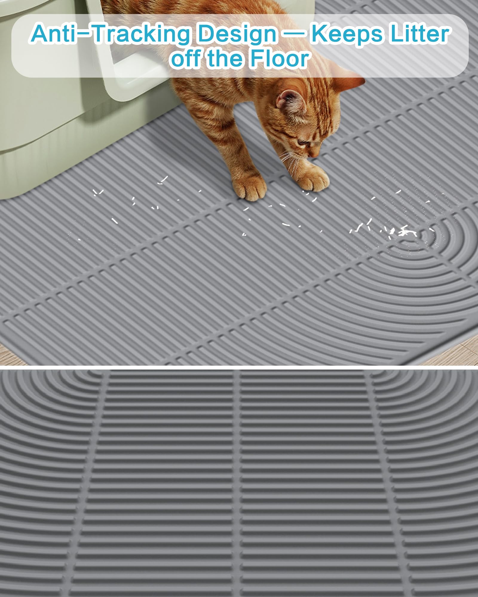 Kabeyoe easy-clean reusable litter mat ready for rinse or vacuum