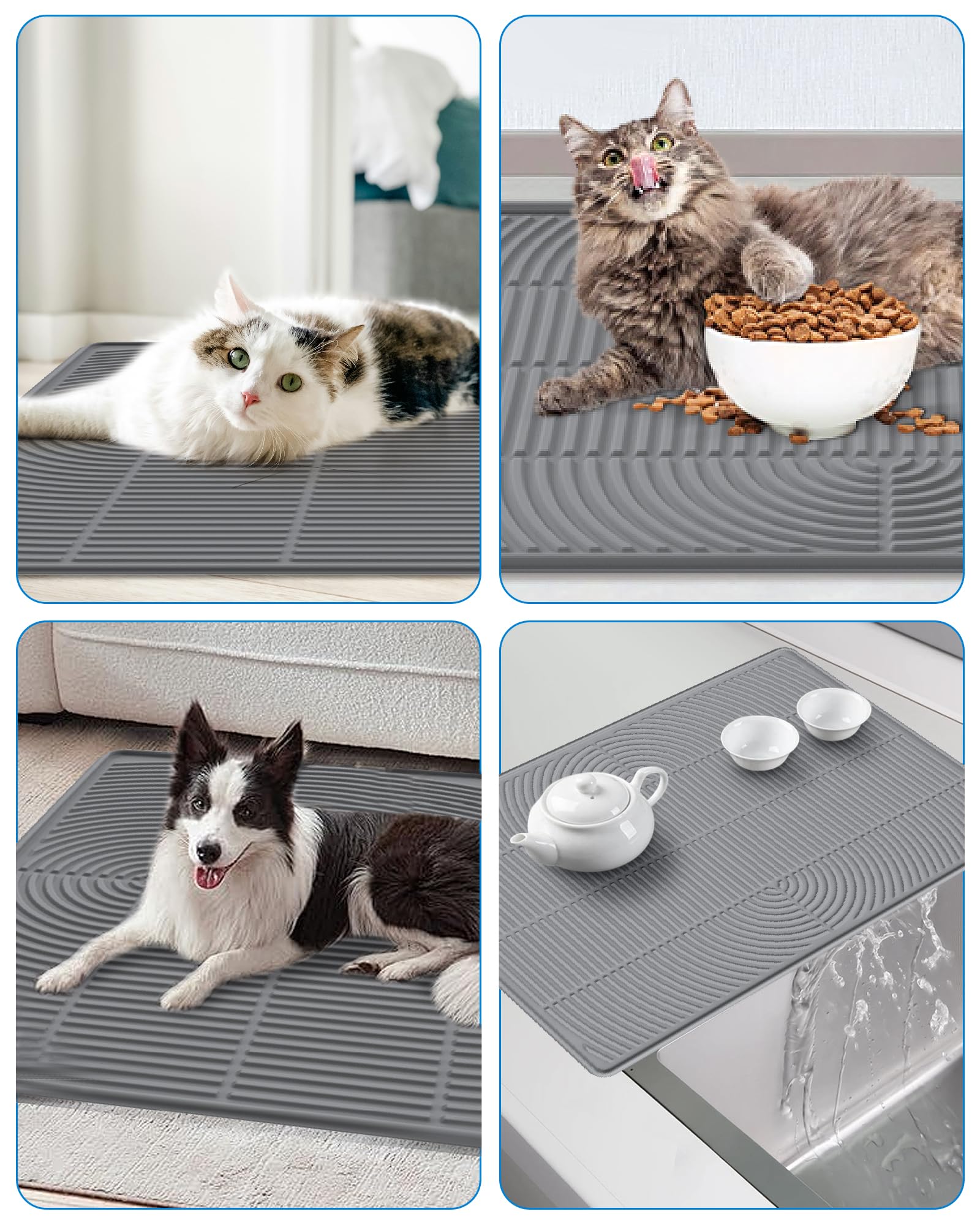 Kabeyoe multi-use pet mat with mini broom and dustpan for cleanup