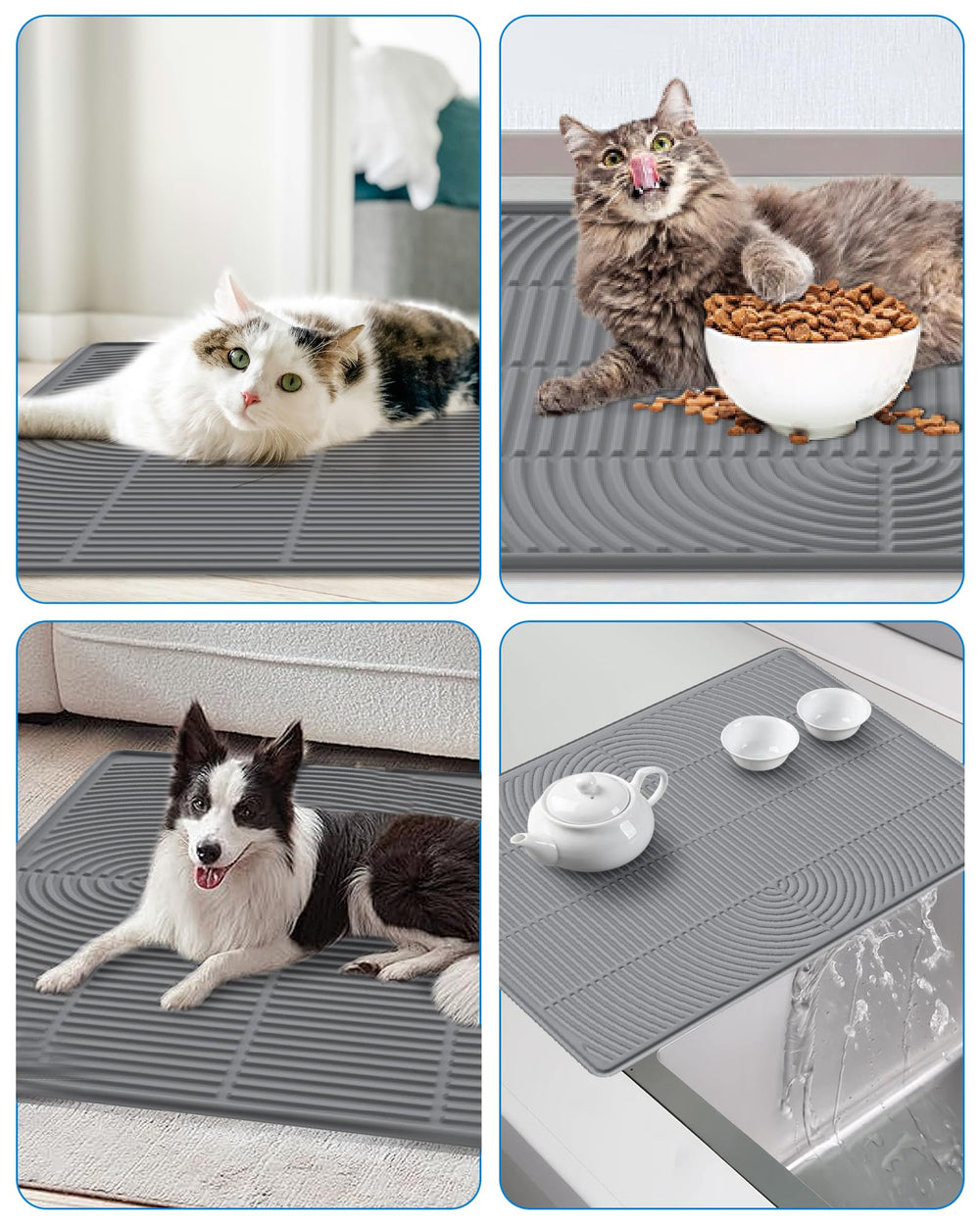 Kabeyoe multi-use pet mat with mini broom and dustpan for cleanup