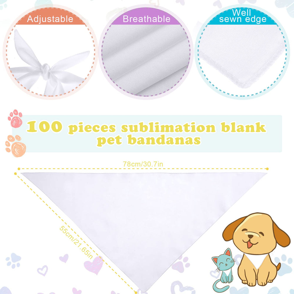 Kacctyen dog bandana blank white, flat lay for planning DIY designs.