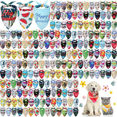 Kacctyen dog bandanas in a 200-piece summer bulk set featuring vibrant Hawaiian patterns.