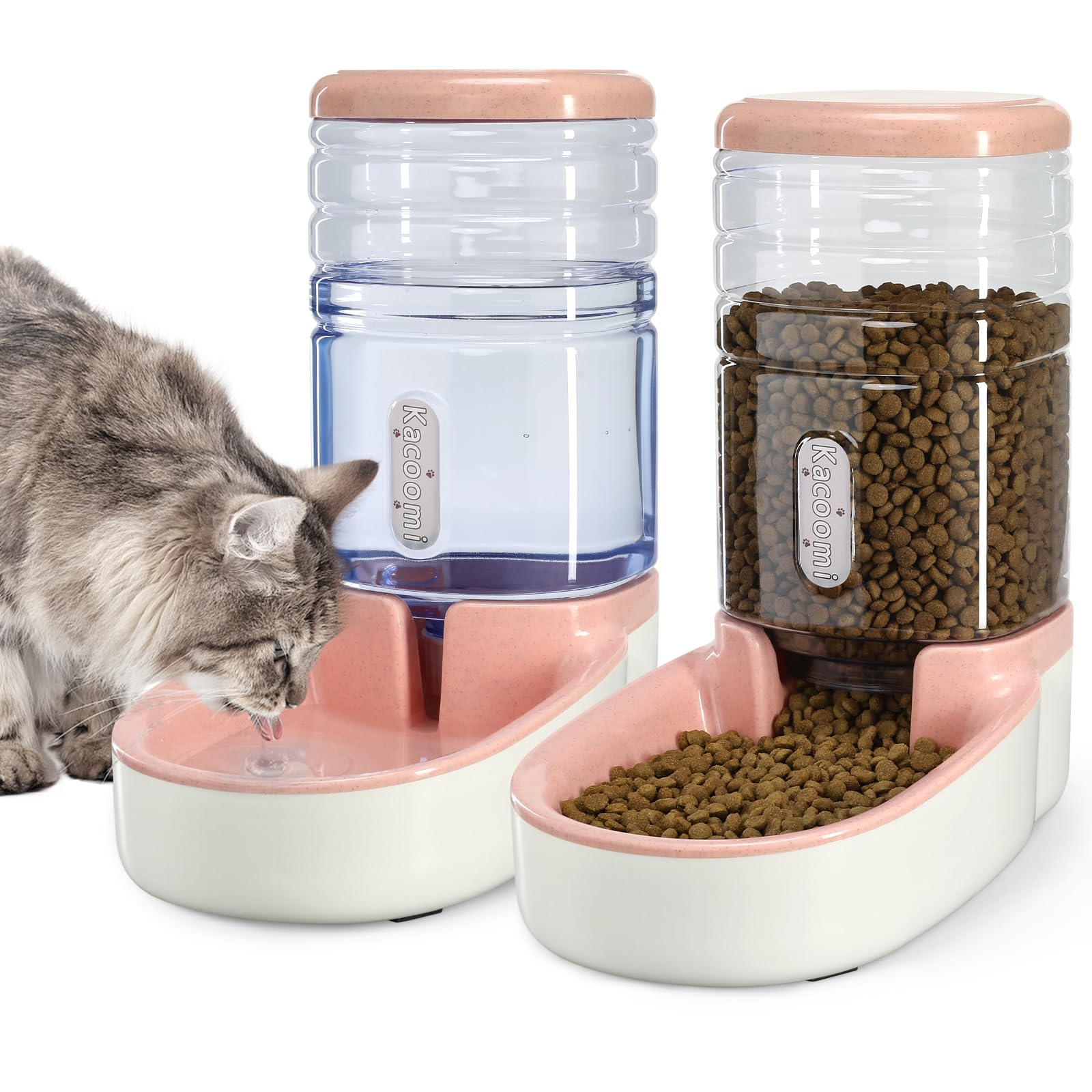 Kacoomi automatic feeder water dispenser pink assembly shows easy setup and reliable feeding.