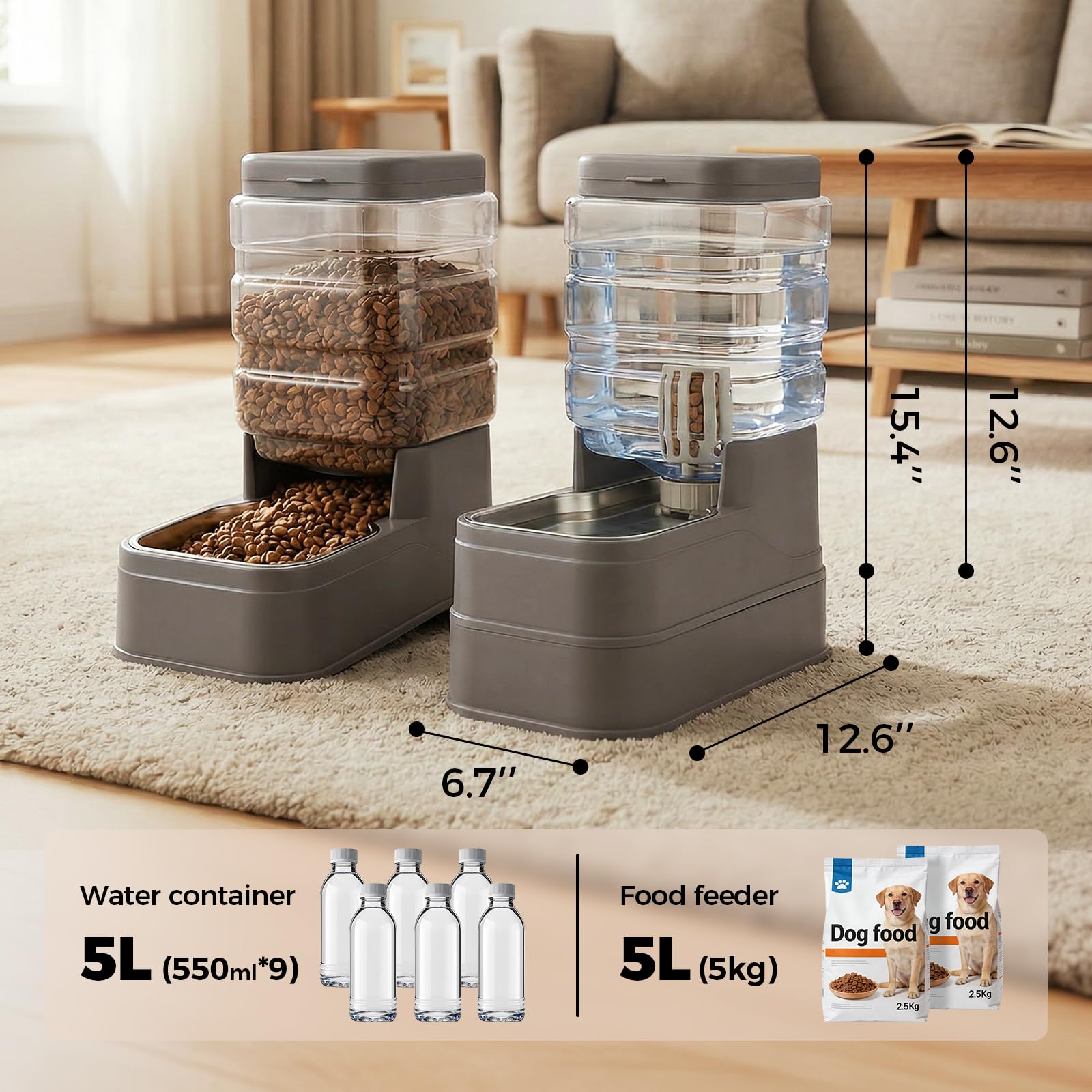 Kacoomi movable stainless-steel bowl for simple refills