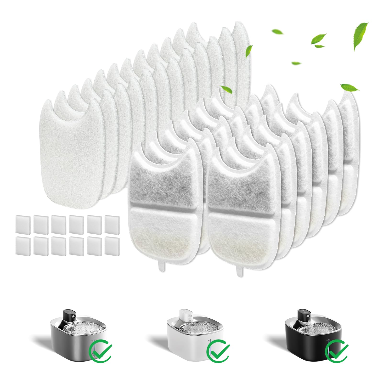 Kactoily 12-pack cat fountain filter improves water taste for pets