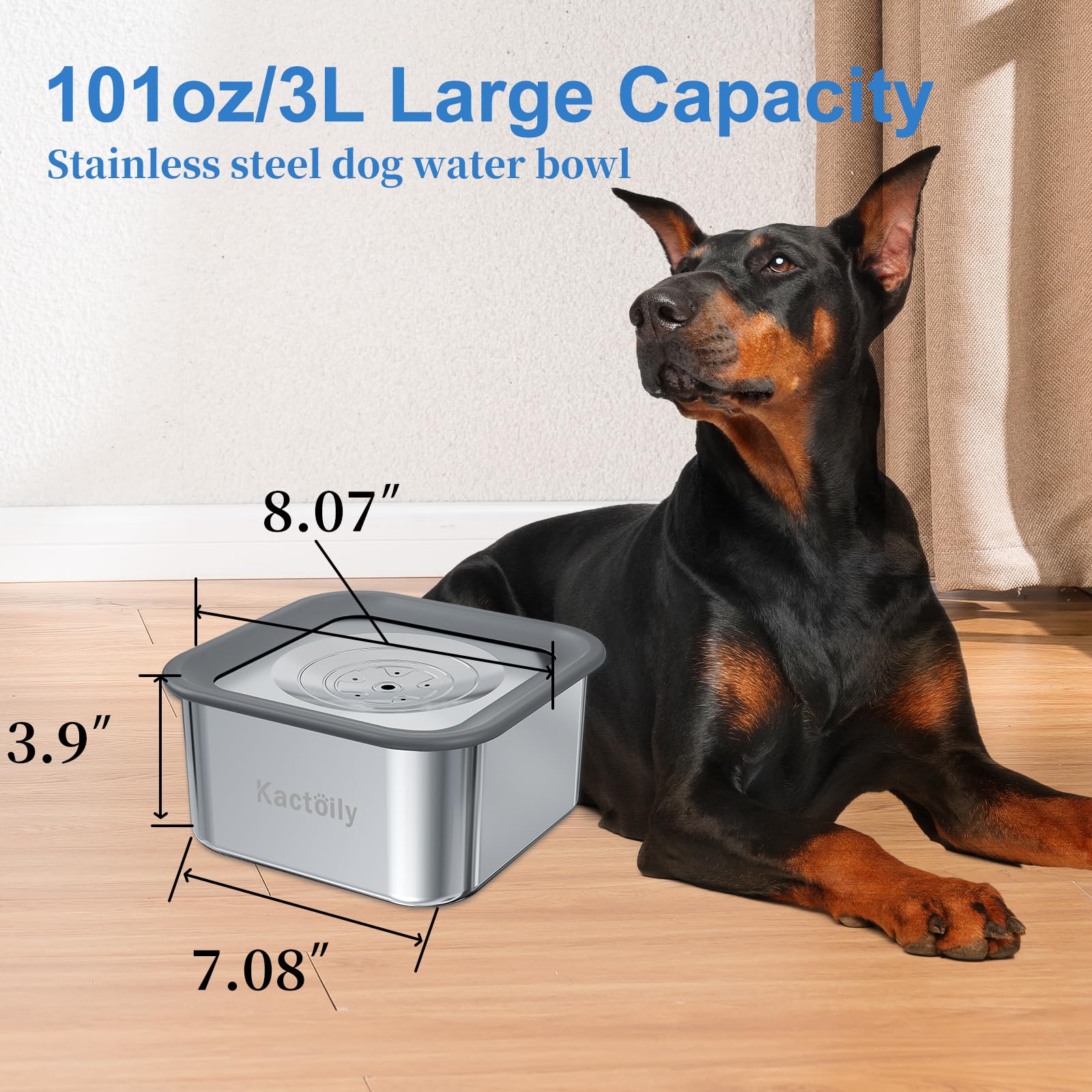 Kactoily 3L no-spill dog water bowl components are dishwasher safe