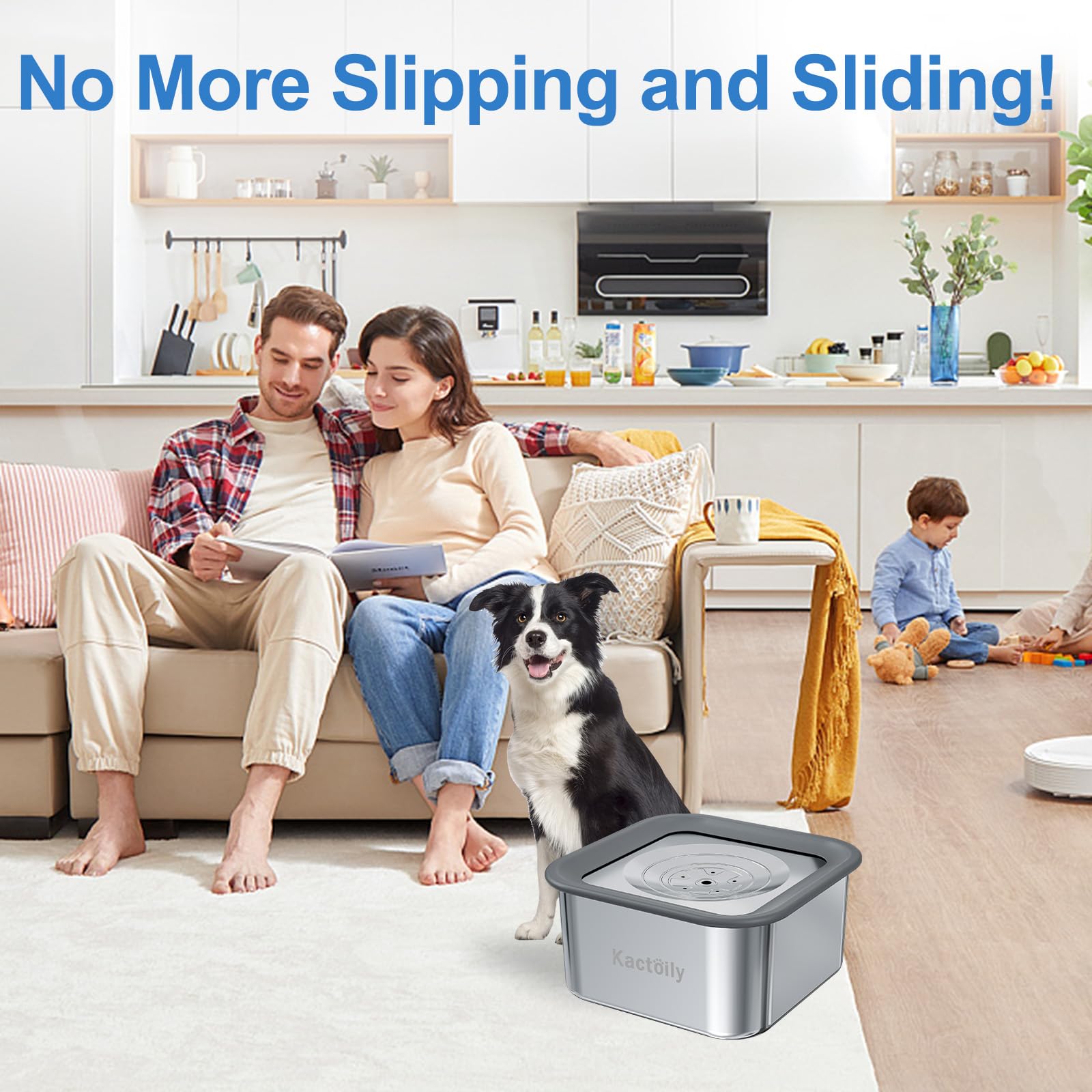 Kactoily 3L no-spill dog water bowl large capacity ideal for multi-pet homes