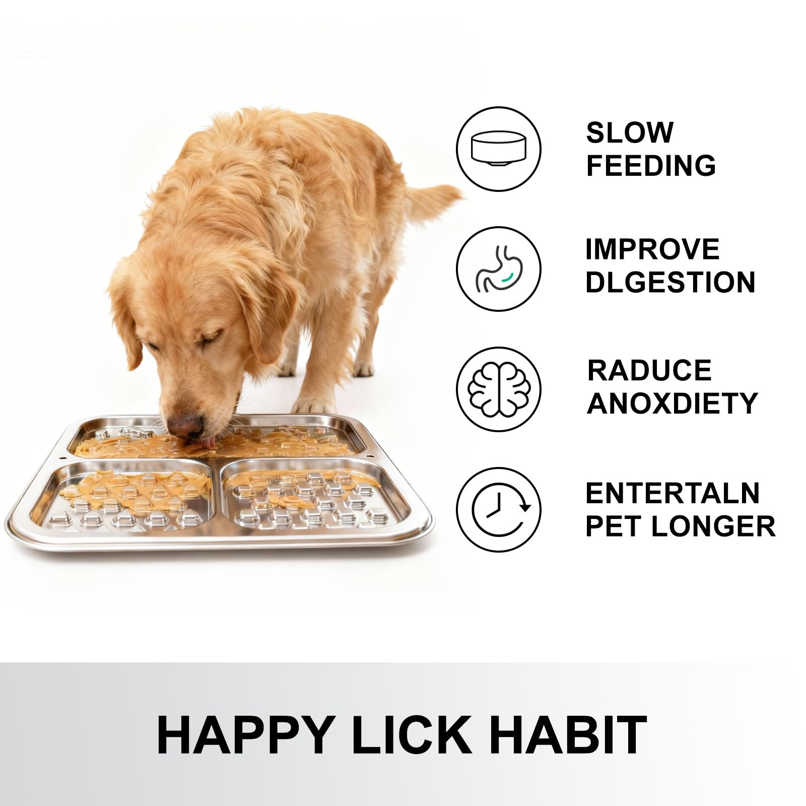 Kactoily lick mat featuring three textured zones for multi-flavor enrichment during meals.