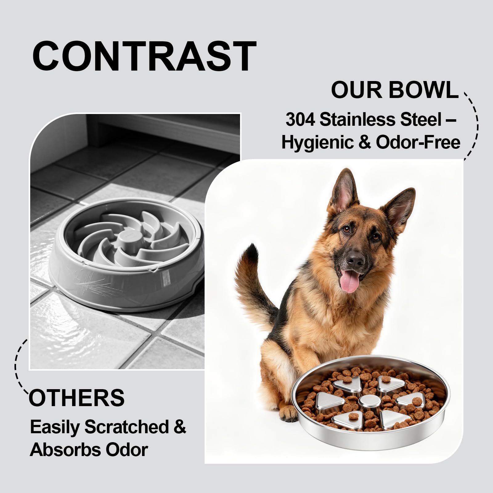 Kactoily stainless steel bowl offers durable, easy-clean surface.