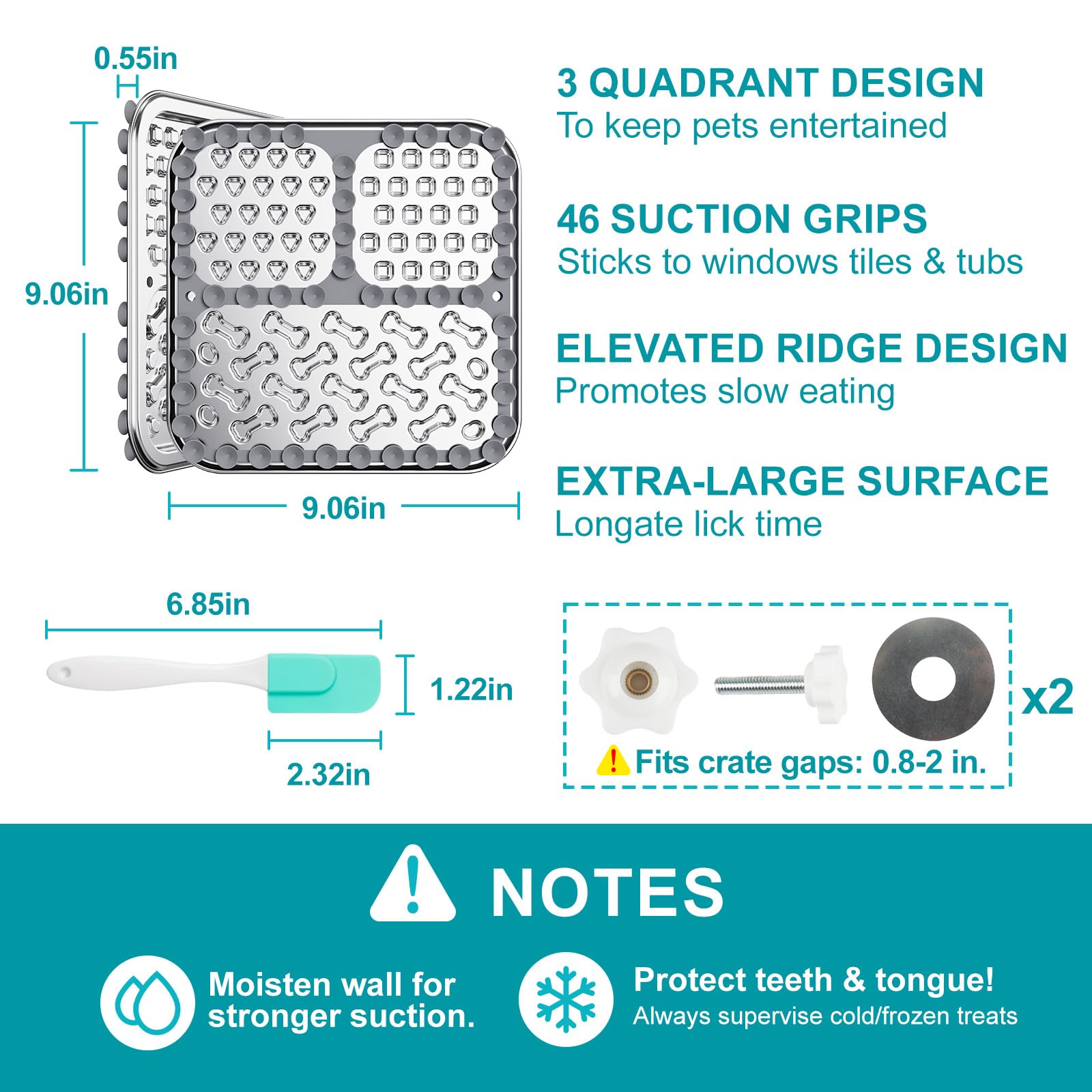 Kactoily stainless steel lick mat fits small to large pets for enrichment at home.