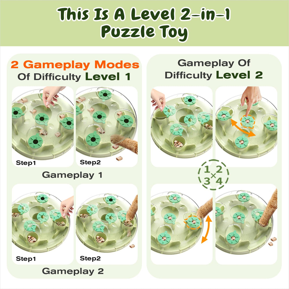 KADTC cat puzzle toy close-up highlights durable ABS and safety.