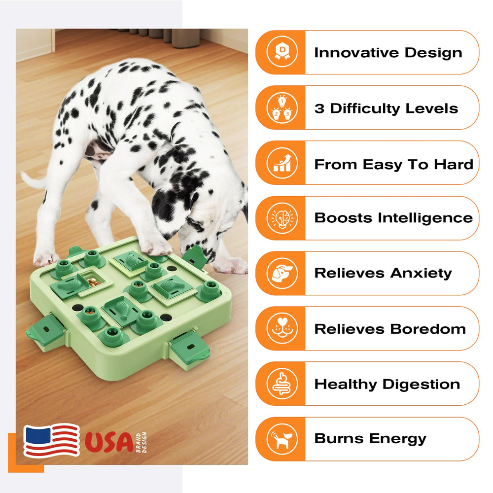 KADTC puzzle compartments and sliders encourage dogs to slide and search for treats
