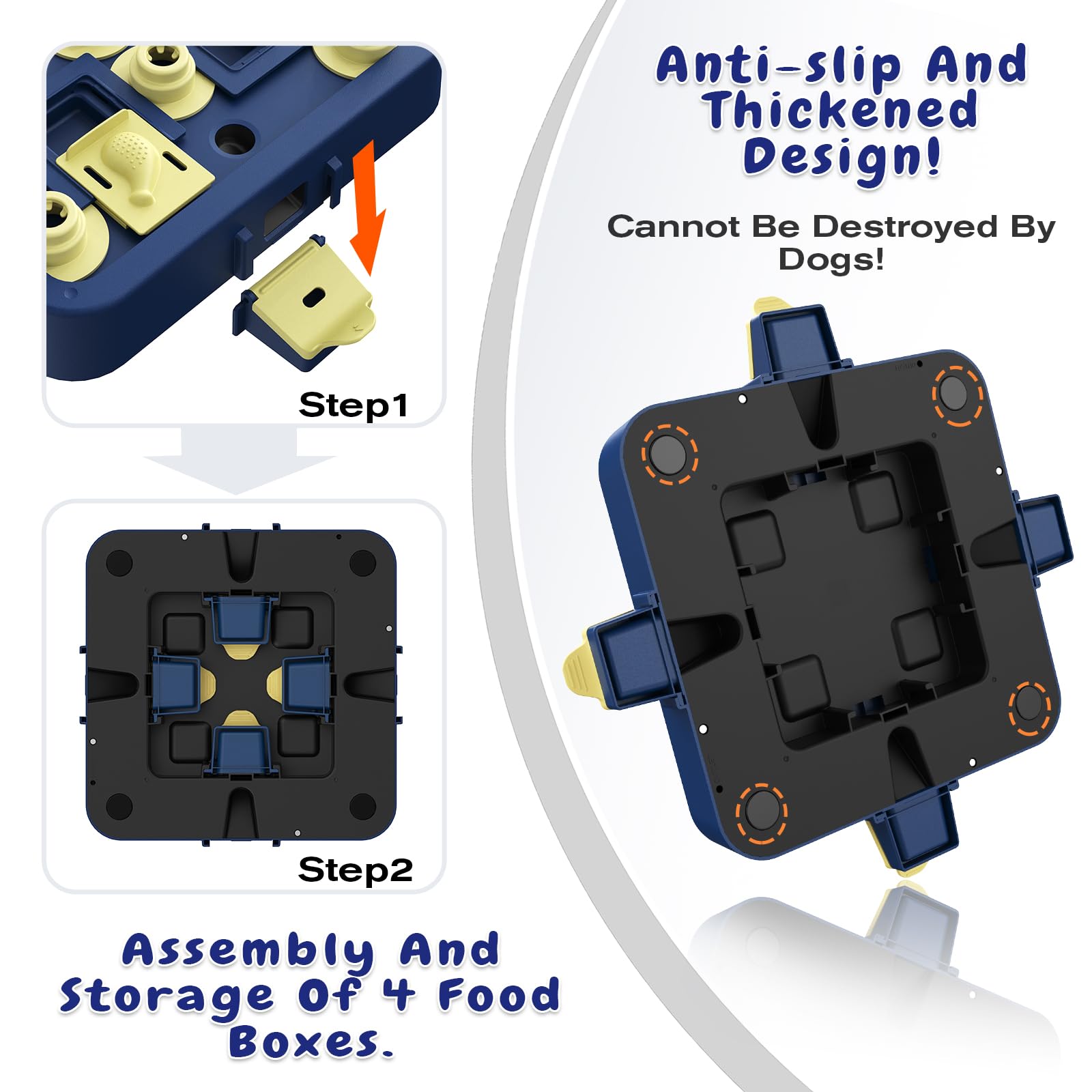 KADTC puzzle's sturdy base with non-slip pads supports confident pawing on floors.