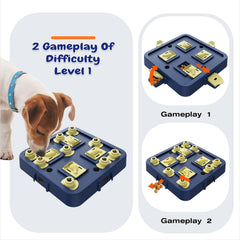 KADTC puzzle includes flip-lid compartments to reveal treats and encourage thinking.
