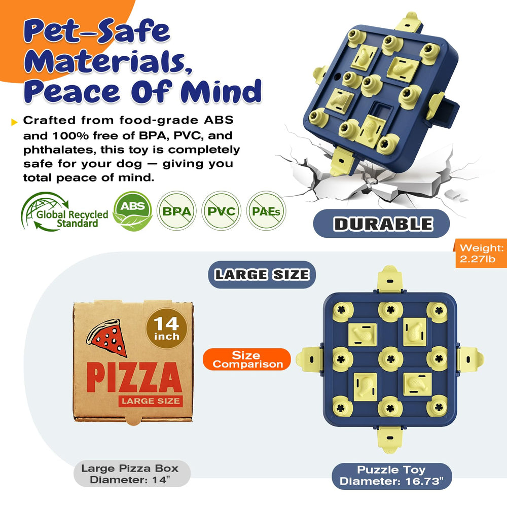KADTC puzzle features movable boxes for varied, repeatable training and rewards.