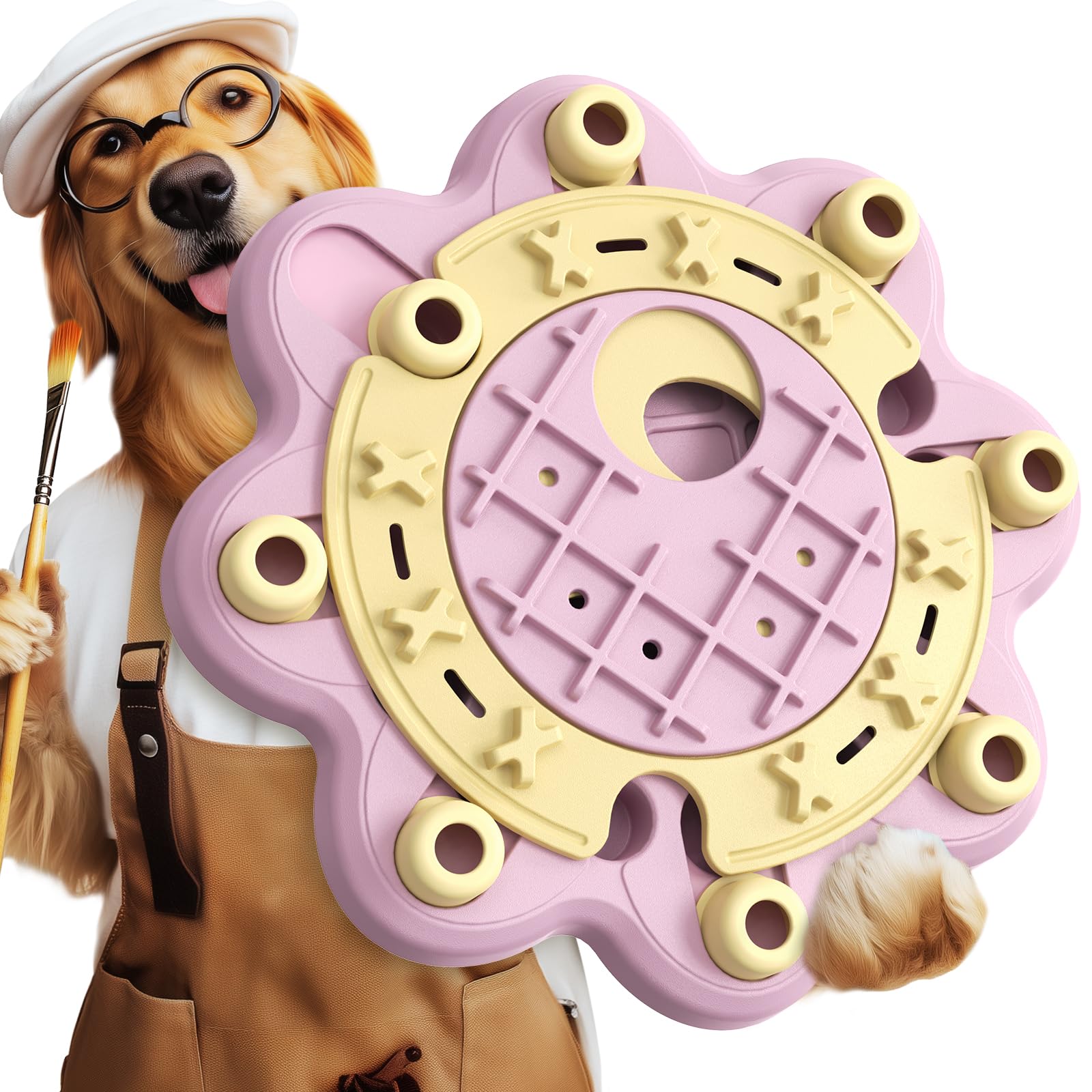 KADTC Dog Chess Puzzle Toy Pink Level 1 with slow feeder boosts mental engagement