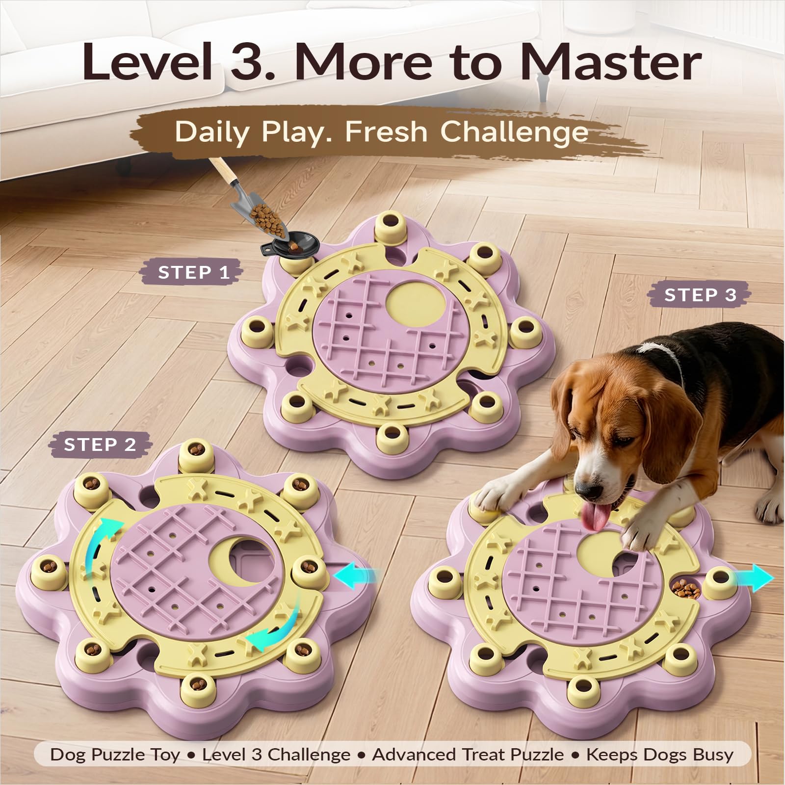 KADTC Dog Chess Puzzle Toy Pink Level 7 supports canine concentration