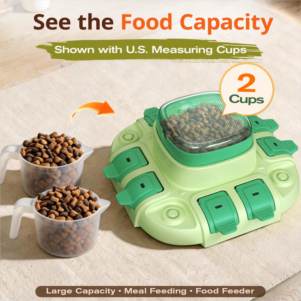 KADTC dog puzzle toy holds up to 2 cups of kibble for meals or rewards
