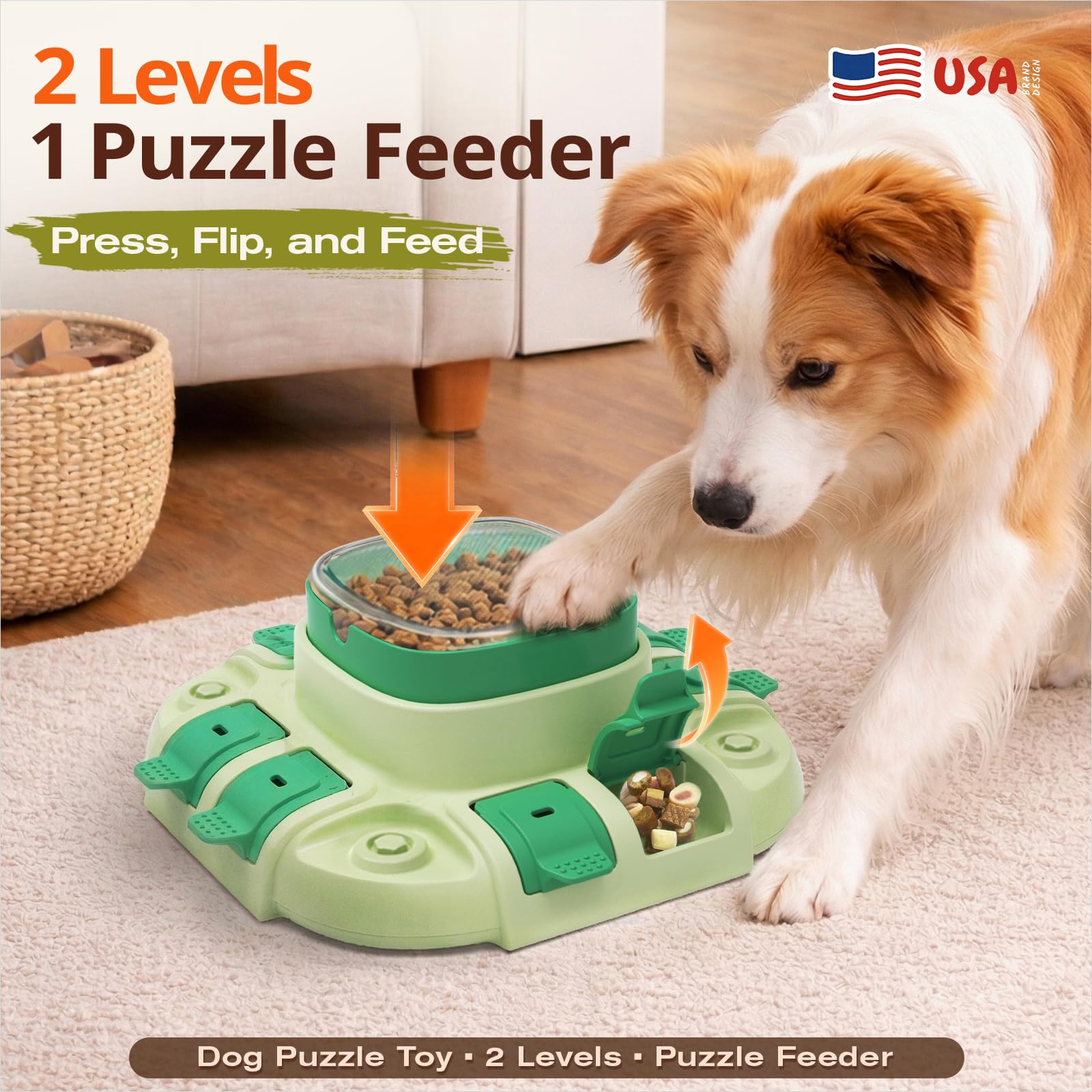 KADTC dog puzzle toy center reward area shows treat drop feature