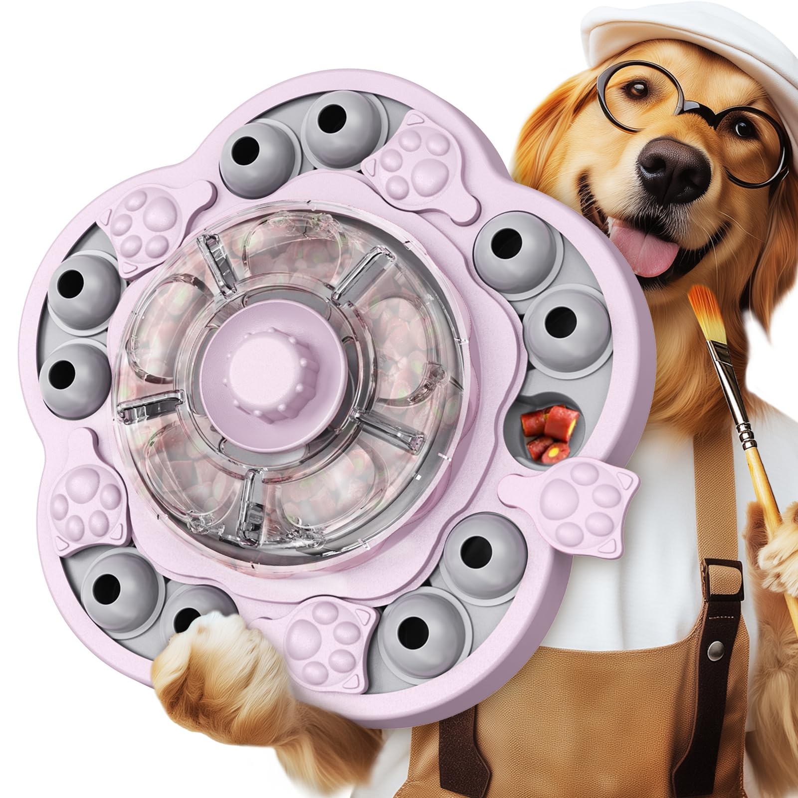 KADTC dog puzzle toy center spin engages the dog with rewards