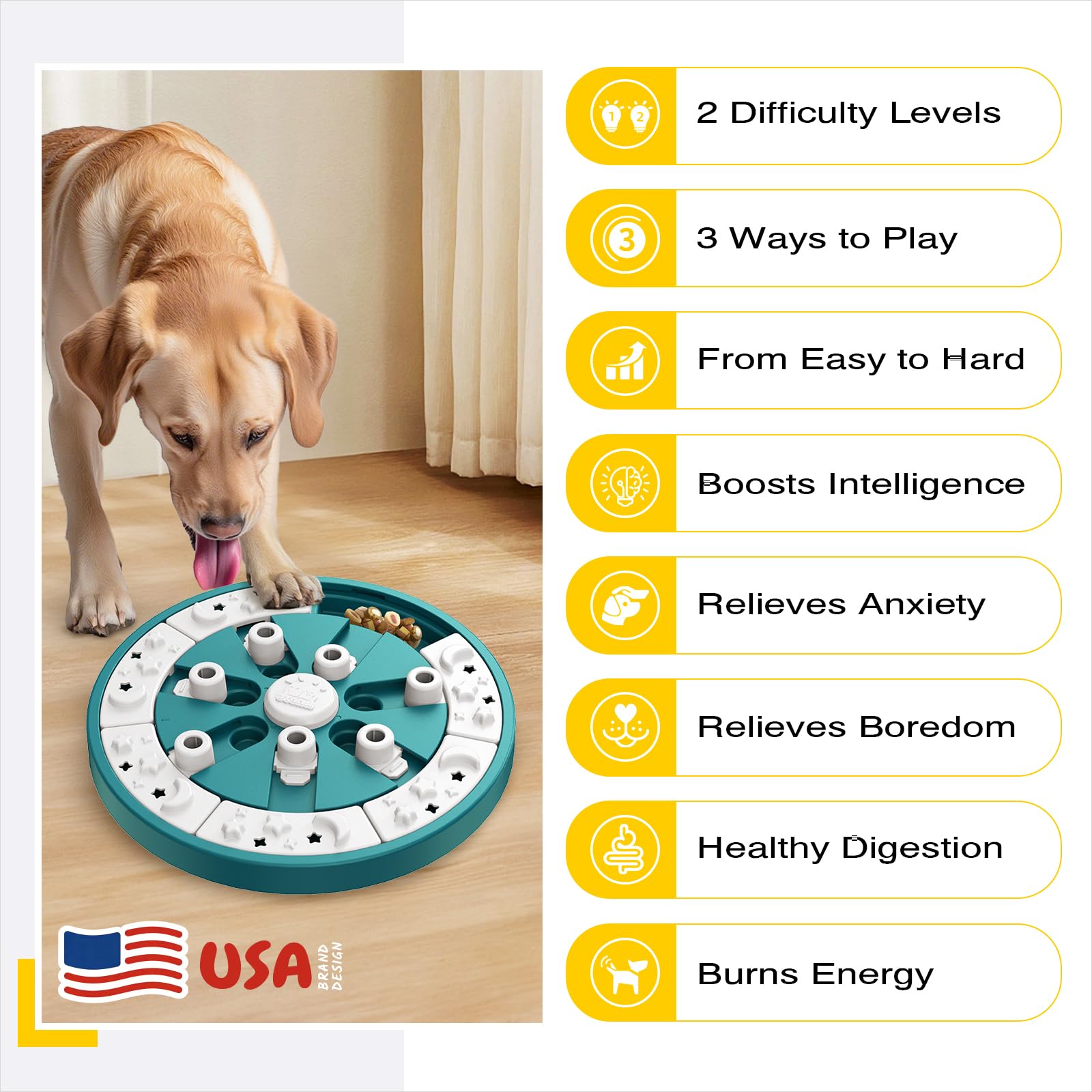 KADTC dog puzzle toy-cylinder-setup demonstrates customizable difficulty for smarter play.