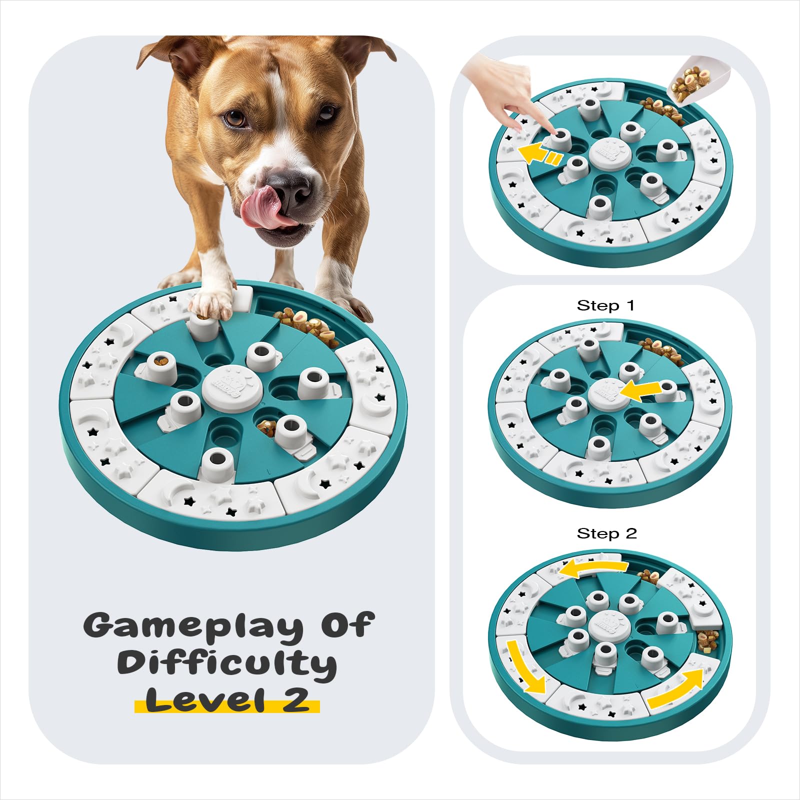 KADTC dog puzzle toy-non-slip-base keeps the board steady during play.